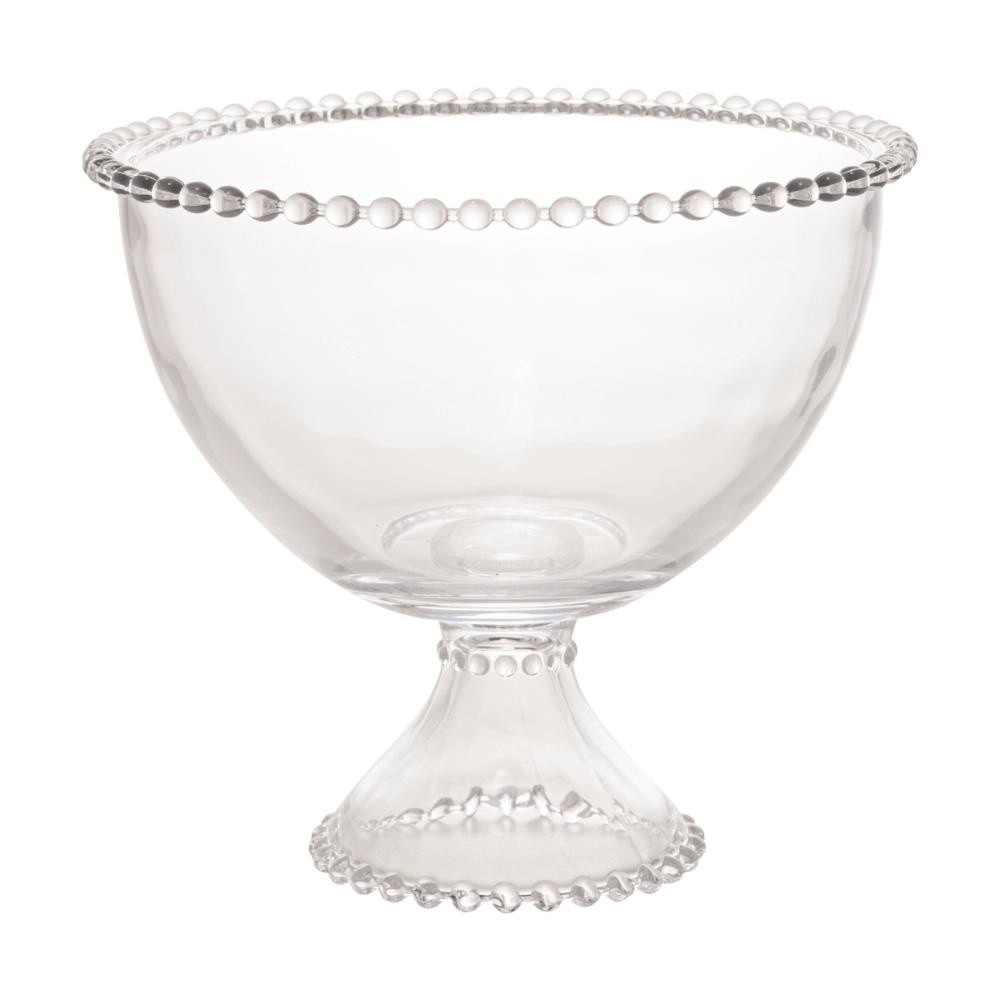 Saladeira Travessa Sobremesa Bowl de Cristal com Pé Pearl Bolinhas Wolff