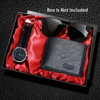 Kegllect 3PCS Conjunto De Relógios E Carteiras De Quartzo Preto Fashionable Para Homens (Sem Caixa)