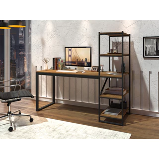 Escrivaninha Estudo Home Office Industrial Para Escritório Mesa Trabalho Penteadeira Com Prateleiras