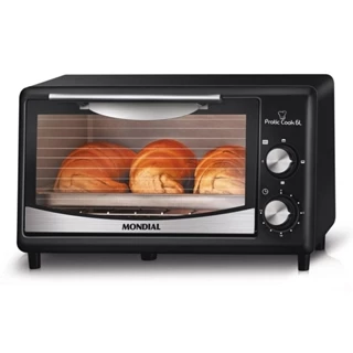 Mini Forno Elétrico 6L Mondial Pratic Cook FR-09 com Timer Preta e Prata