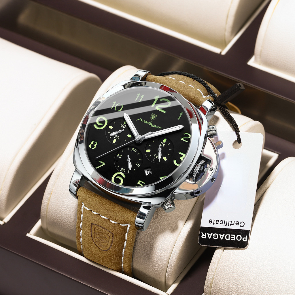 POEDAGAR Luxo Ao Ar Livre Data Código De Tempo Quartzo Discagem Digital Multi-Funcional Relógio De Negócios Masculino