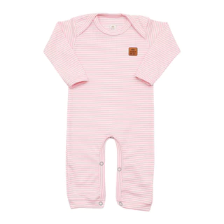 Macacão Changuito Longo Bebê Menina Algodão Suedine Fio 40 Biopolido Rosa Proteção UV50+ Infantil Enxoval Presente Premium Barato Chá de Bebê Roupa Infantil Menina Roupas de Bebê