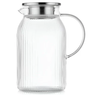 Jarra Twinkle de Vidro Borosilicato Canelado com Tampa em Aço Inox 1,5L - Fracalanza