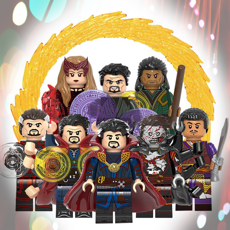 Filme Mini Personagem Super Série Inglês Porta de Transmissão Master Modu Strange Defender Assembly Mini Building Block Toy