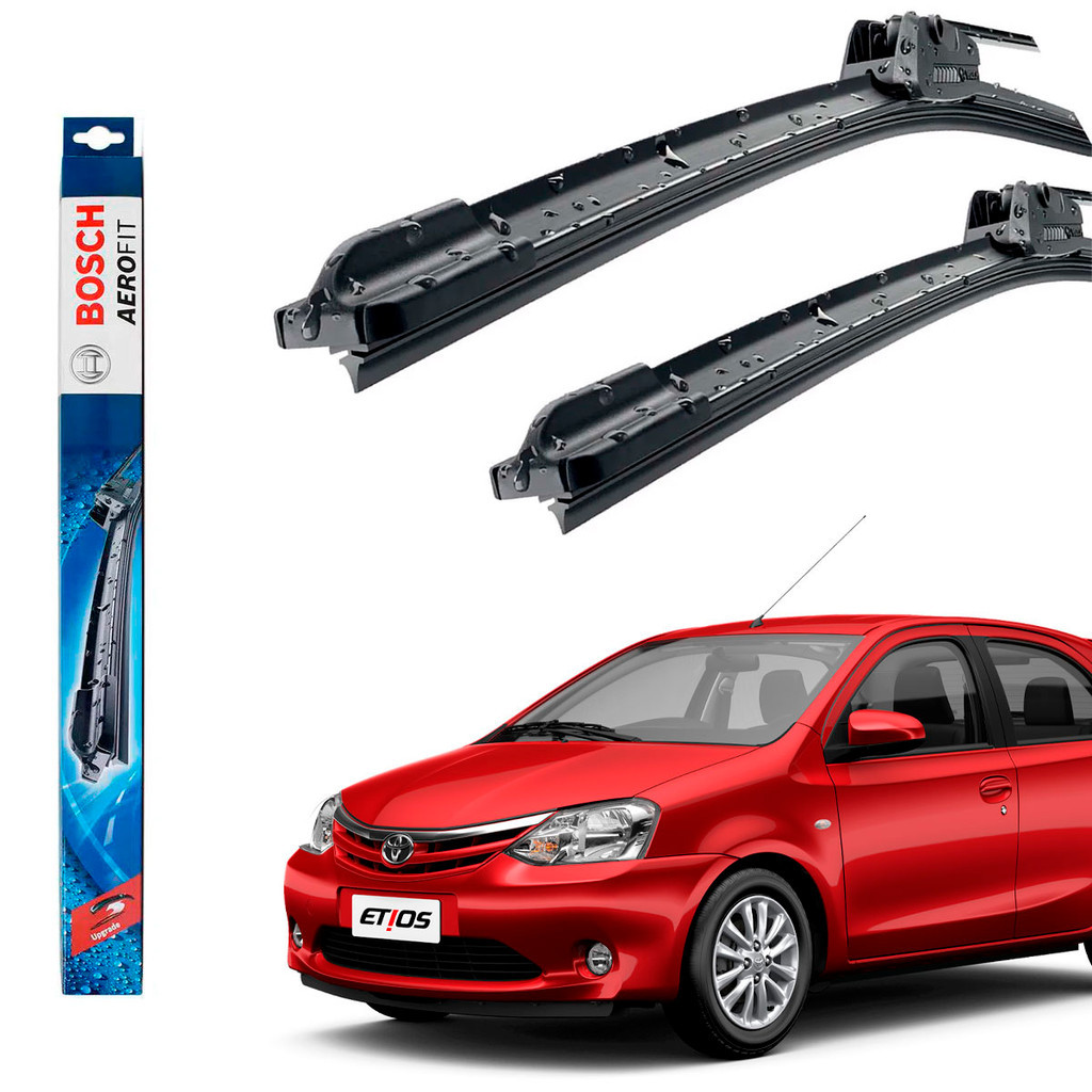 Kit Palheta Dianteira Limpador De Parabrisa Etios 2012 Até 2021 Original Bosch