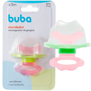 Chupeta Mordedor Com Massageador De Gengiva Para Bebe Buba Rosa