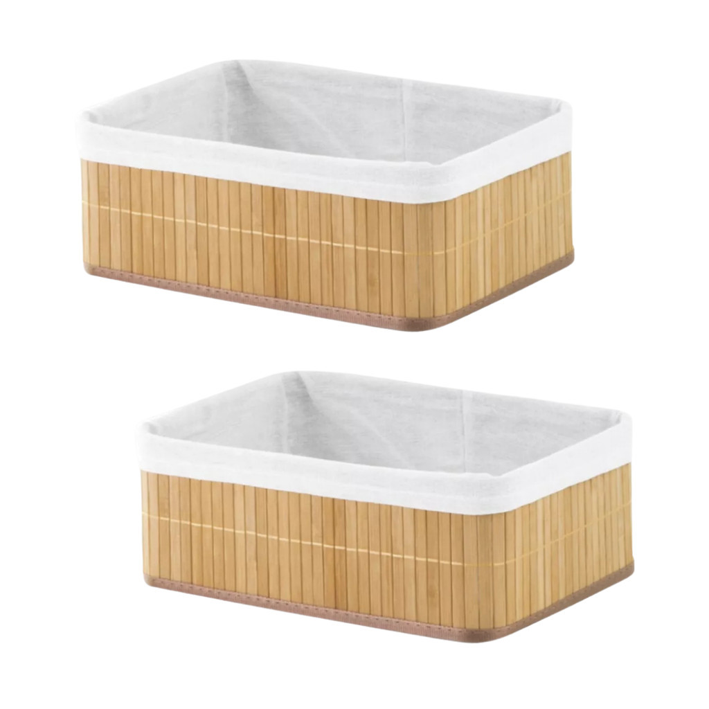 Cesto Organizador de Bambu p Cozinha Brinquedoteca Kit 2 Und