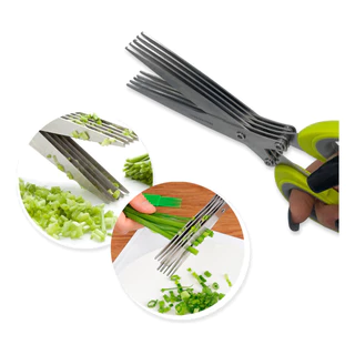 Tesoura para Picar Alimentos Temperos e Ervas 5 Lâminas