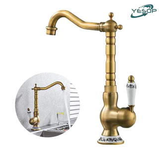 Torneira Cozinha Gourmet/Torneira Banheiro Quente/Fria Controle Duplo Retrô Dourado Yesop