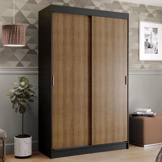 Guarda-Roupa Solteiro Madesa Tokio 2 Portas de Correr 2 Gavetas - Preto/Rustic em Oferta na Shopee