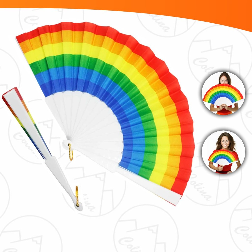 Leque Colorido Arco-íris Grande Para Festa Dança Carnaval Decoração