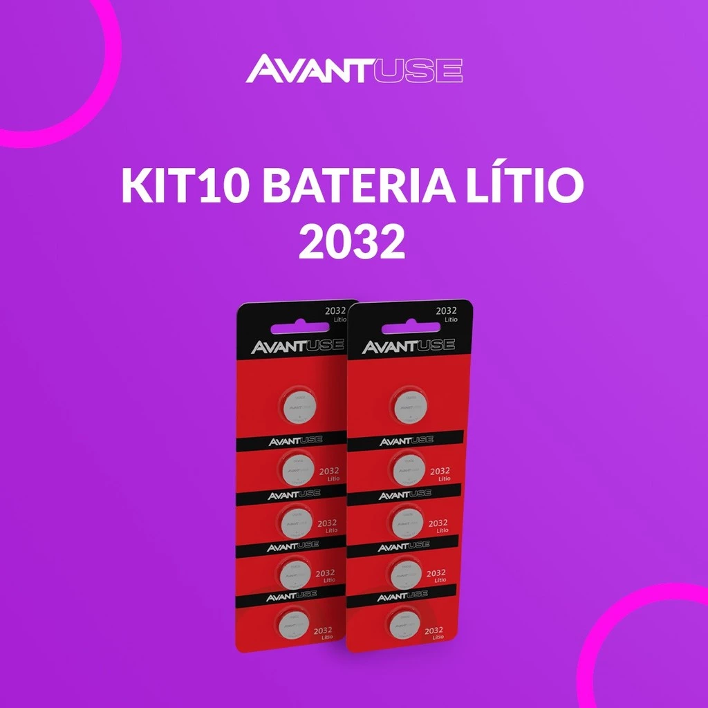 Kit 10 Baterias Lítio 2032 3V Tipo Moeda Avant Use