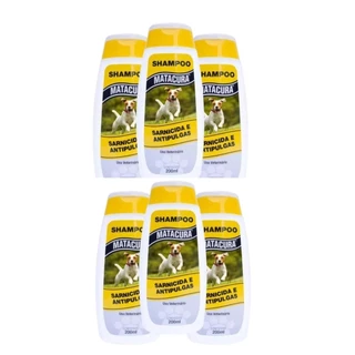 Kit 6 Shampoo Cachorro Sarnicida AntiPulgas MataCura 200ml
