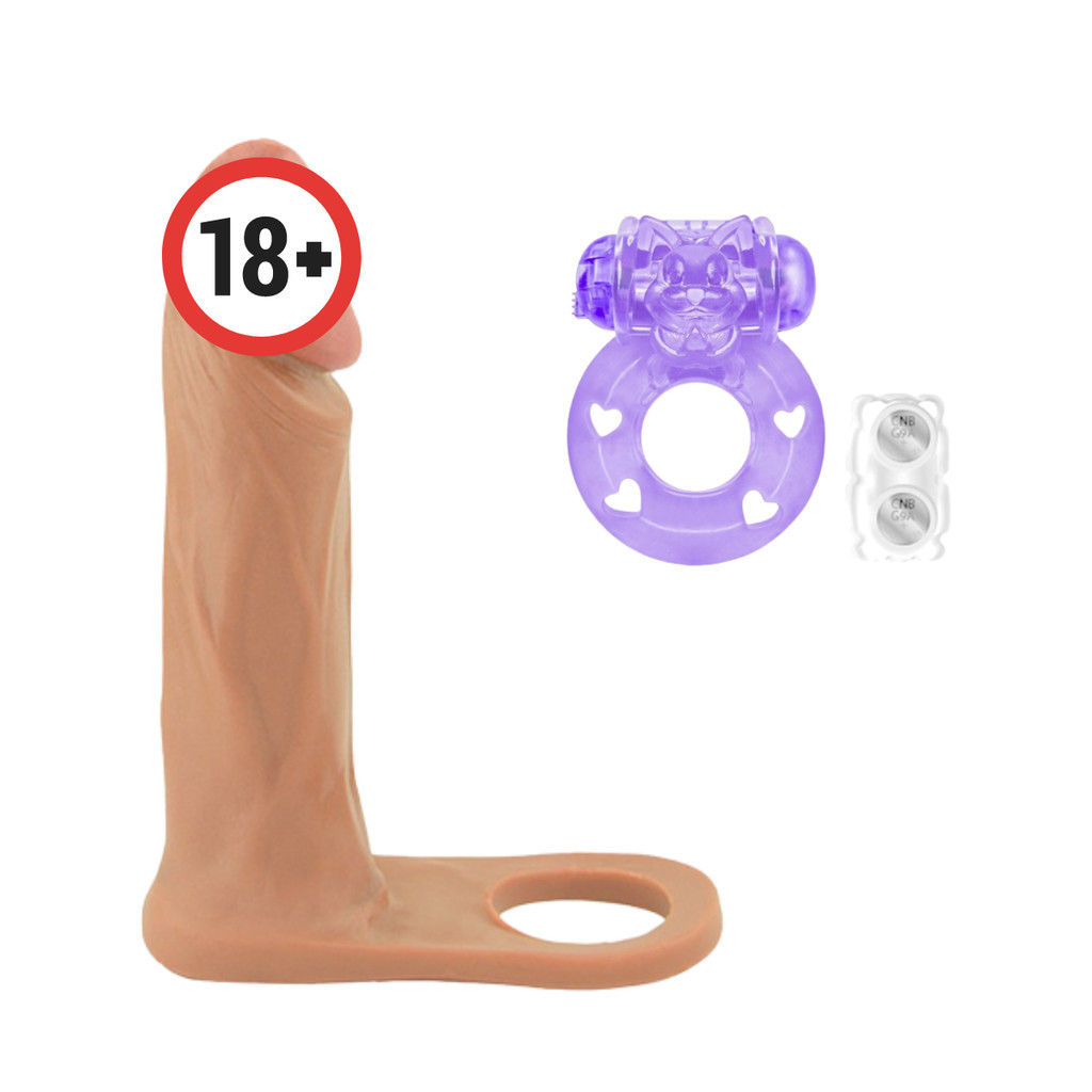 Kit Anel Companheiro Pênis Dupla Penetração 16cm e Anel Peniano Vibrador  Sex Shop