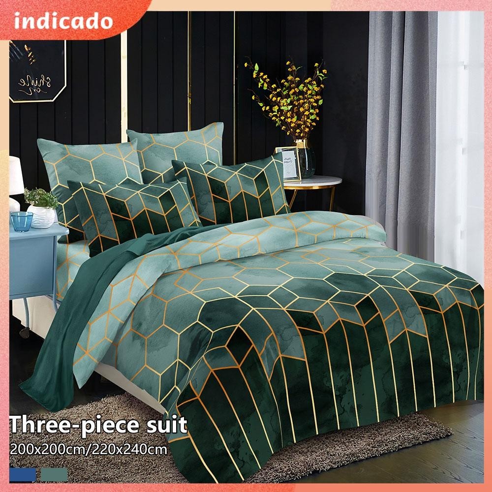 3pcs Geométrico Impresso Conjunto De Capa De Edredom Cama Com 2 Capas De Almofada SHOPSBC3643