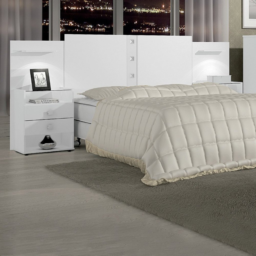 Cabeceira Ajustável Casal Queen Diamante com 2 Mesa de Cabeceira