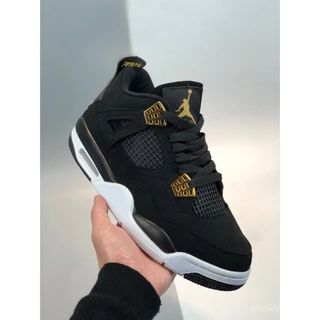 Jordan 4 "royalty" companhias aéreas homens metal preto/branco duro basquete sapatos