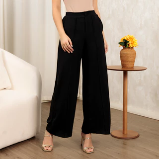 Calça Alfaiataria Pantalona Duna Com Botão