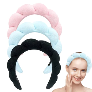 Tiara de Cabelo Elástica de Esponja Espessada/Maquiagem e Lavagem Facial/Feminino/Infantil/Design de Nuvem Elegante em Oferta na Shopee
