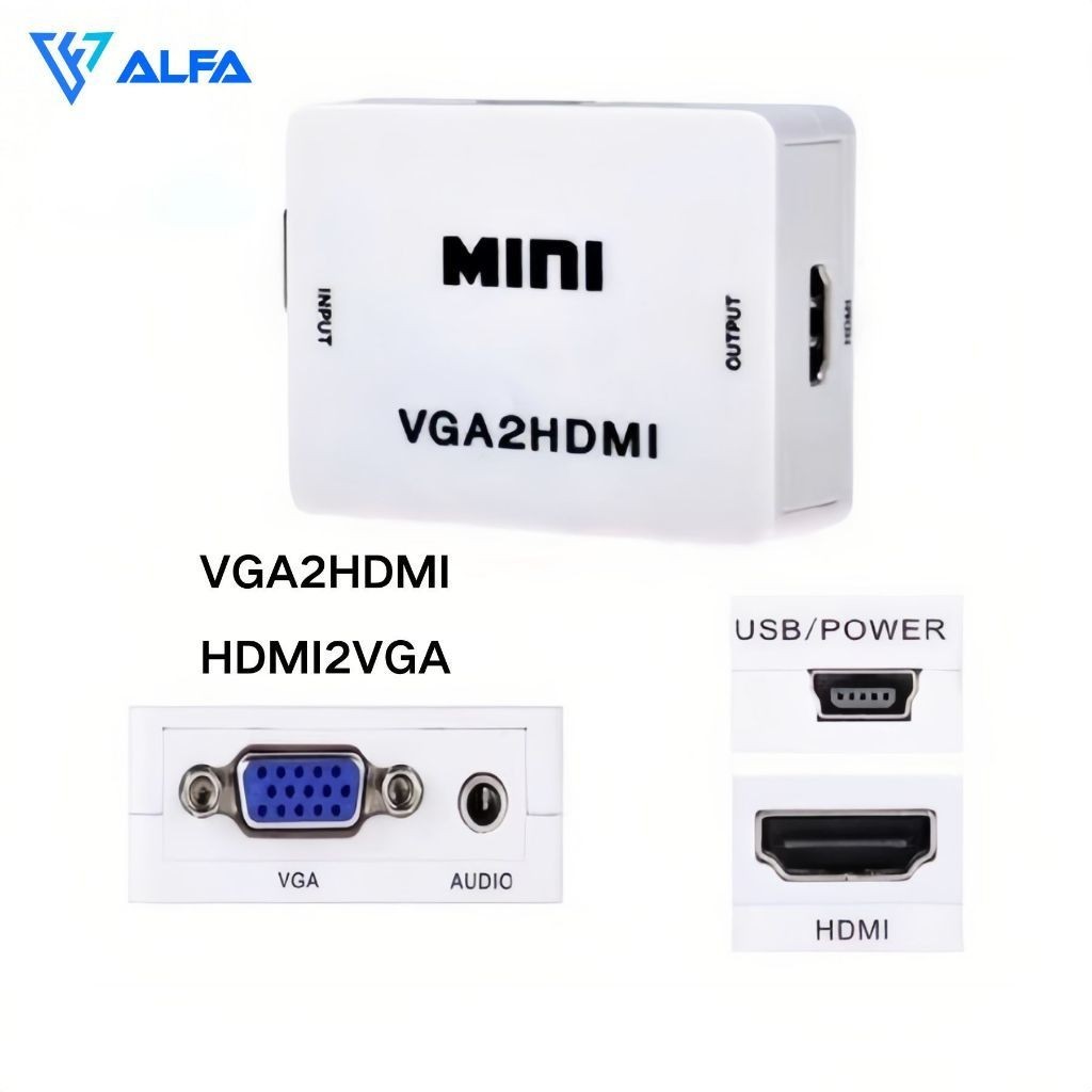 Adaptador mini conversor de video Vga para Hdmi 1080p Vga2hdmi,Hdmi2vga