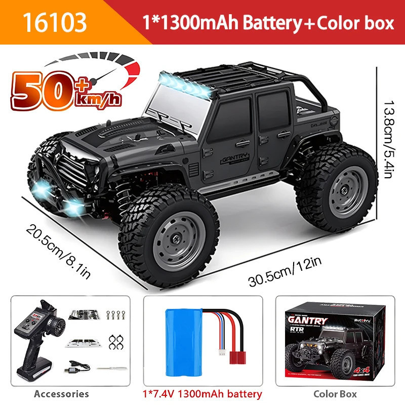 1:16 70 KM/H OU 50 KM/H 4WD RC Car Com LED Controle Remoto Carros