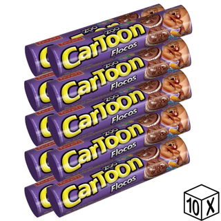 Pack 10 unidades Biscoito Recheado Zoo Cartoon Parati Sabor Flocos 130g - Kit com 10x130g