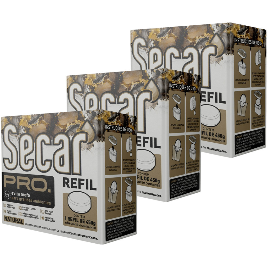 3 Refis Para Anti Mofo Secar Container Pro Alta Duração 450G | Shopee ...