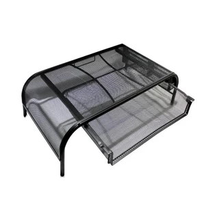 Suporte Para Monitor Notebook Com Organizador De Mesa Aramado Preto