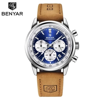 BENYAR Relógios Masculinos Chronograph Esportes Relógio De Moda Masculina Em Aço Inoxidável Couro Luminoso De Quartzo BY-5188