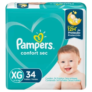 Fralda Infantil Pampers Confort Sec Mega Tamanho Xg 34 Unidades em Oferta na Shopee