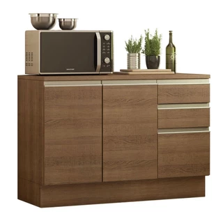 Balcão de Pia Armário de Cozinha 120 cm 2 Portas e 3 Gavetas (Com Tampo) Rustic Glamy Madesa em Oferta na Shopee
