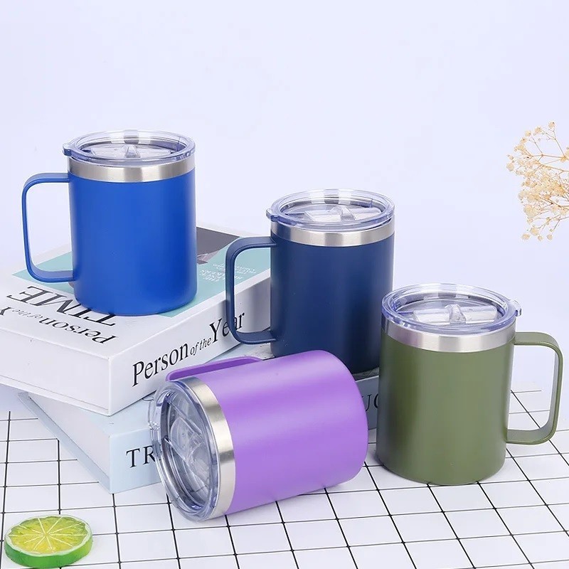 Caneca Térmica 350ml Café Isolada Aço Inoxidável Com Alça Viagem Vácuo Parede Dupla