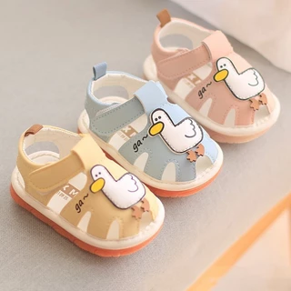 0-2Yrs Sapatos De Pato Fofinhos Para Meninas Com Som Suaves Sandálias Meninos Bebês