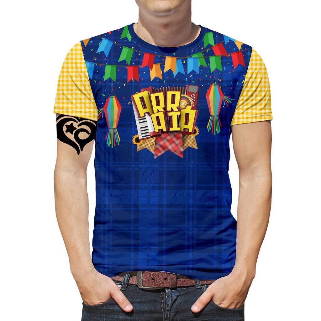 Camiseta Festa Junina Masculina Arraiá Xadrez Blusa São João | Shopee ...