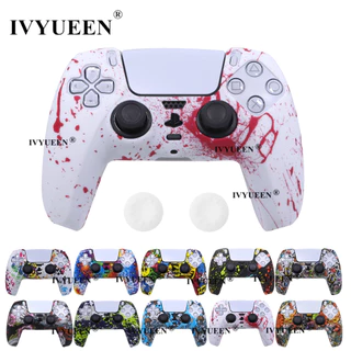 IVYUEEN Capa De Silicone De Impressão De Transferência De Água Para PlayStation 5 PS5 Proteção Do Controlador Skin for DualSense Gamepad Cover Grips