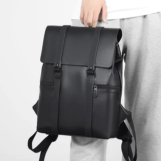 Nova mochila de couro masculino de grande capacidade mochila escolar simples para estudantes