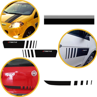 Kit Adesivos Fiat Palio Attractive Faixa Lateral e Traseira 2012 13 14 15 2016