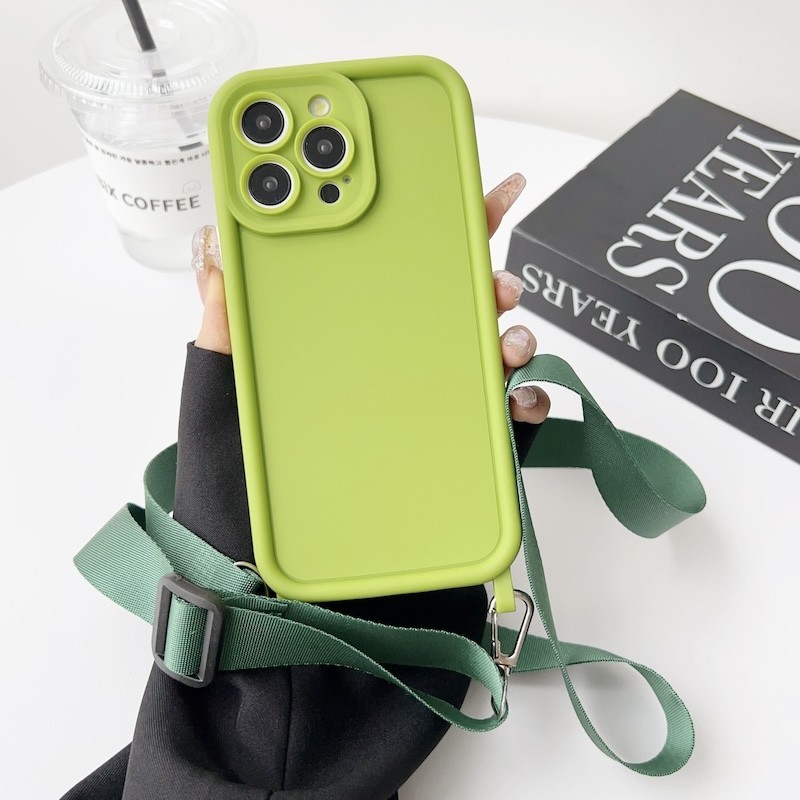Capa De Silicone Com Alça De Cordão Crossbody Para IPhone 15 16