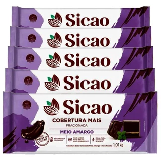 Kit Com 5 Coberturas Mais Meio Amargo Barra 1,01kg Sicao