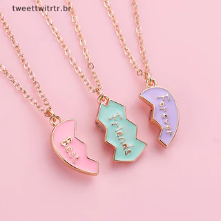 TRWITR 1 Conjunto Colares BFF Para Irmã Aniversário Amizade Jóias Presentes Melhor Amigo Sempre Colar 3 Meninas Pingente Coração Combinando BR