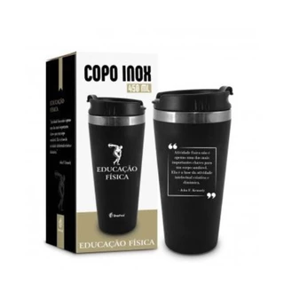 Copo Térmico Profissões Educação Física 450ml Preto Fosco Brasfoot