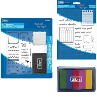 Kit Carimbo + Cartela Calendário + Carimbeira 6 Cores TILIBRA Completo