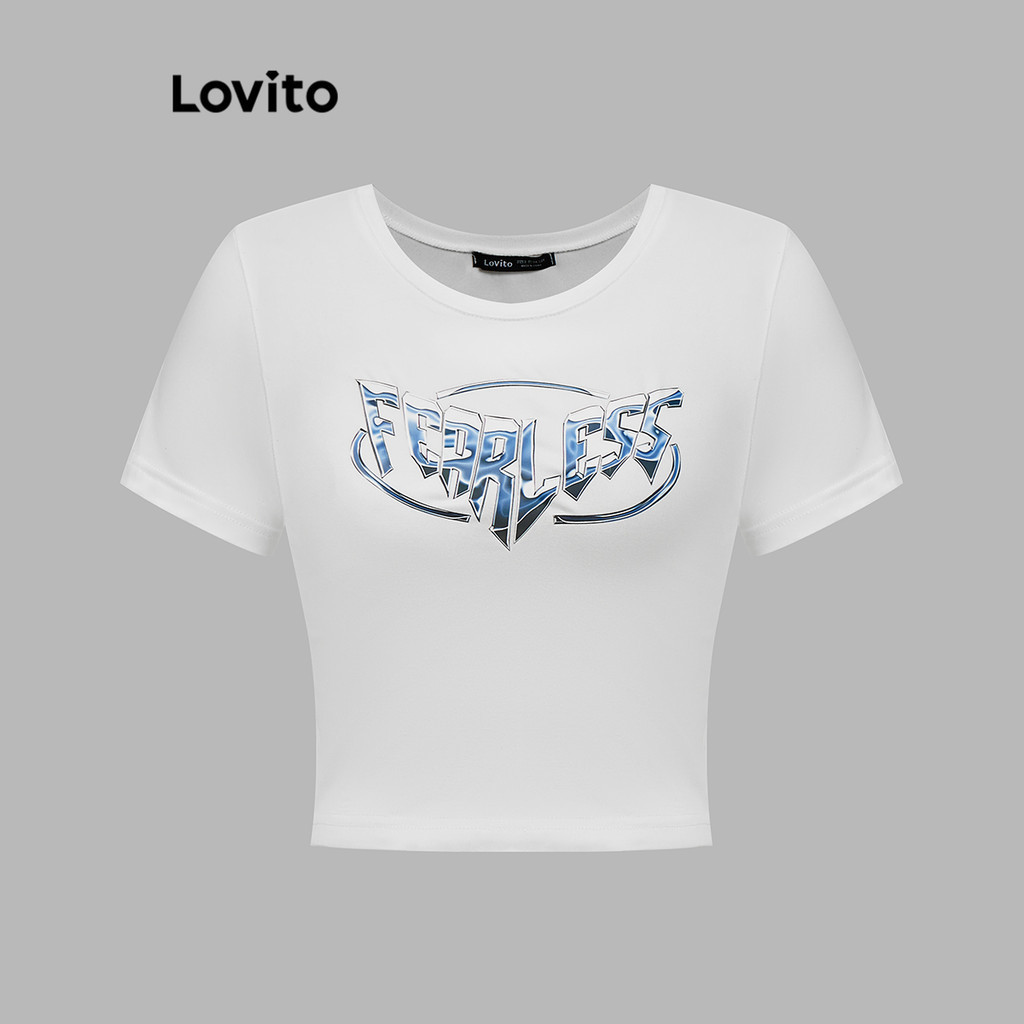 Lovito Camiseta B Sica Lisa Casual Para Mulheres L Ad Shopee Brasil