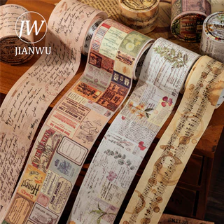 JIANWU 200cm Time Past Series Vintage Texto Inglês Butterfly Label Material Colagem Washi Fita Jornal Criativo De Bricolagem
