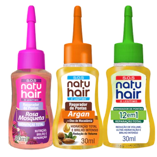 Kit Reparador de Pontas Natuhair Rosa Mosqueta + Argan +12 em 1 30ML