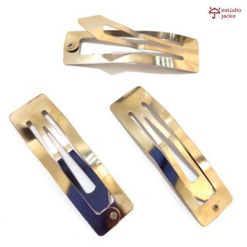 Presilha Tic Tac Retangular 20X60mm Metal - Níquel e Dourado
