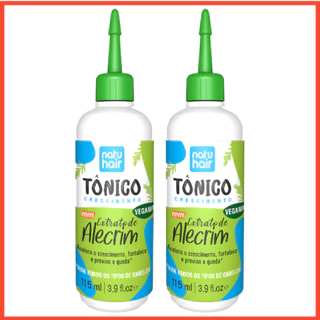 Tônico Capilar Extrato de Alecrim Natuhair 115ml (2 UN) Super Crescimento Antiqueda Fortalecedor de fios Brilho Antisséptico