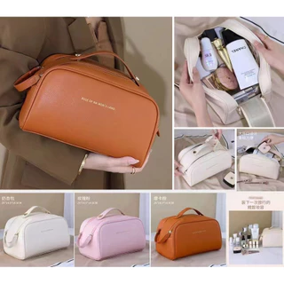 KIT 1/2 PCS Bolsa Necessaire Feminina para Maquiagem e Cosméticos Couro De Capacidade Portátil