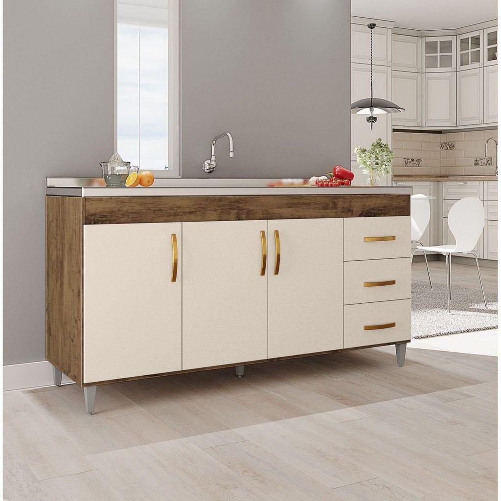 Balcão Gabinete de Pia sem Tampo Luana 158cm X 80cm X 51cm | Shopee Brasil