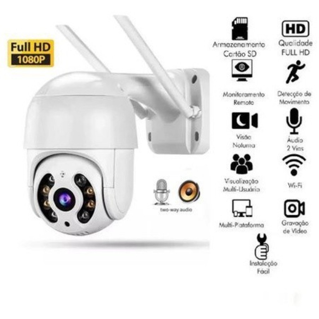 CAMERA DE SEGURANÇA SMART WIFI FULL HD - A8 1080P Prova D'água APP ICESS
